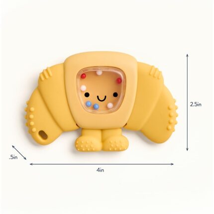 Silicone Rattle & Teether (Croissant)