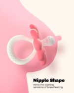 2 Packs Baby Teething Toys for 0-6 6-12 Month, 100% Food Grade Silicone Teether , Flower Baby Chew Toy, BPA Free (Pink & Caramel) - Image 2
