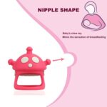 Baby Teether Toys, 100% Silicone Baby Teether Mitten, Teething Glove Prevents Finger Sucking, Bite Toys Chew Toys for Babies Gum Relief, Pink Blue - Image 2