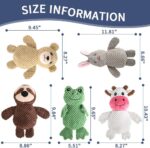 5-Pack Squeaky Dog Toys – Durable Animal-Shaped Plush Chew Toys for Dogs, Handmade Interactive Puppy Toys with Squeaker, Perfect for Reducing Destructive Behavior - Image 2