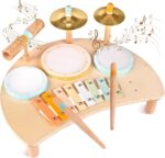 Toddlers Drum Set Toys for 1 Year Old Boy Girls,Baby Drum with Xylophone for Toddlers 1-3,Musical Instruments, Kids Wooden Montessori Toys, Christmas Birthday Gifts for Age 1 2 3+