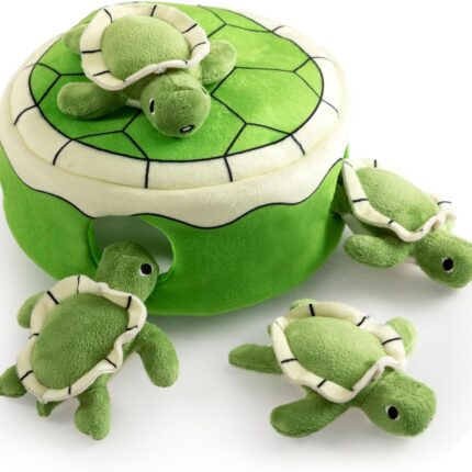 Squeaky Dog Toy, Interactive Plush Hide and Seek Dog Toys for Small Medium Sized Dogs and Non-Aggressive Chewers, Puppy Teeth Clean Chew Toys, Turtles