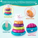 Baby ing Rings,  Learning Toy with Sound Effects & Wobbling Base, Educational Sensory Toys for Toddlers Babies Boy Girl Age 9+ Months, 8 Inch Set - Image 2