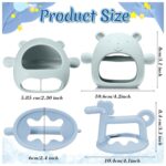 4 Pieces Silicone Teething Toys Bear Baby Teether Toy Anti Dropping Horse Teething Pacifier Baby Chew Toys Chewable Hand Teethers for Sucking Chewing Needs Pain Relief Gifts (Blue, Caramel, Pink) - Image 2