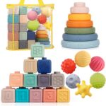 Toys Soft ing Building Blocks Rings Balls Sets 3 in 1 Baby Toys Bundle for Babies 6-12 Months Sensory for Toddlers 1-3 Teething Bath for Infants Learning Toy