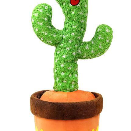 Talking and Dancing Cactus Toy, Mimics Sounds, Plays English Nursery Songs, USB Rechargeable, Soft Plush, LED Lights, Interactive Baby Gift for Boys and Girls