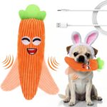 Interactive Dog Toys, Easter Carrot Toy to Keep Them Busy, Moving Ball for Indoor&Outdoor, Rechargeable Floppy Pet Enrichment for Small Medium Large Dogs, Plush Squeaky Dog Toy