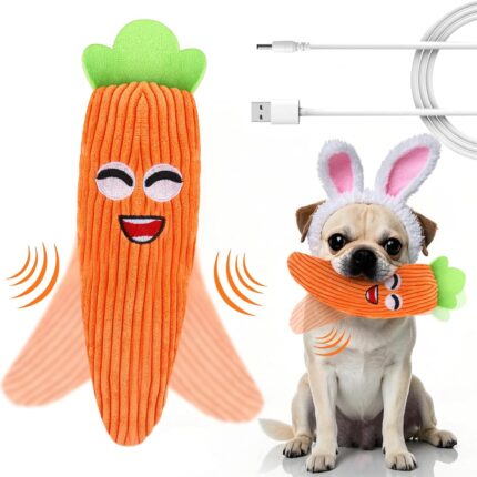 Interactive Dog Toys, Easter Carrot Toy to Keep Them Busy, Moving Ball for Indoor&Outdoor, Rechargeable Floppy Pet Enrichment for Small Medium Large Dogs, Plush Squeaky Dog Toy