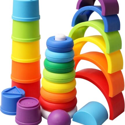 Kiddie Play ing Toys for Toddlers | Set of 3 Baby Toys ing Cups ing Rings and Rainbow er