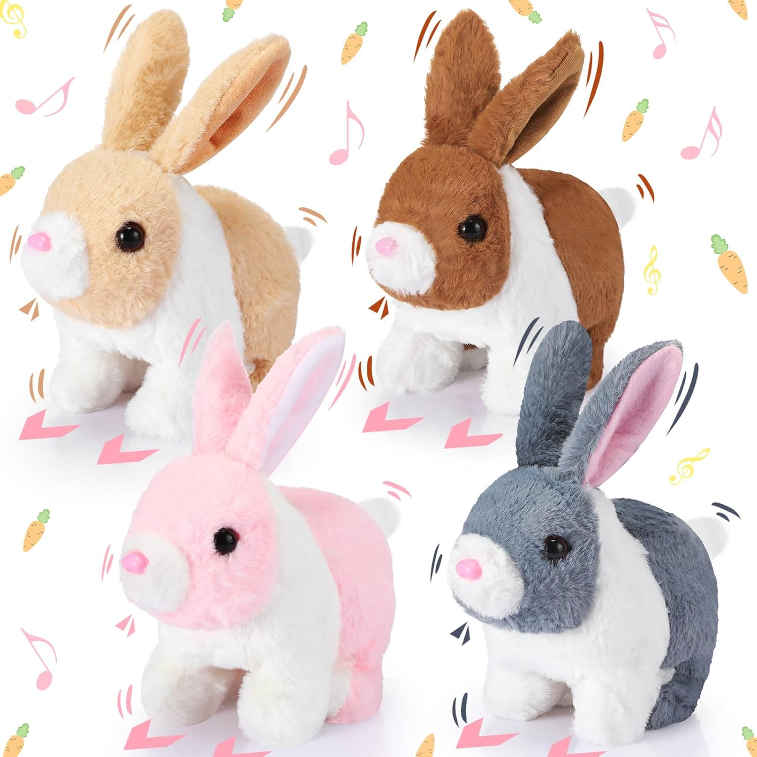 71tN0hvyFBL._AC_SL1500_.jpg 4 Pcs Easter Interactive Bunny Toys for Kids 7" Realistic Hopping Rabbit Plush Stuffed Electronic Walking Barking and Wagging Tail Bunny Toys for Birthday Easter Gift(Short Hair Rabbit) - Image 1