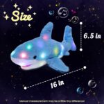 LED Musical Stuffed Shark Lighting Up Singing Plush Toy Adjustable Volume Lullaby Animated Soothe Birthday Festival for Kids Toddler Girls, Blue, 11'' - Image 2