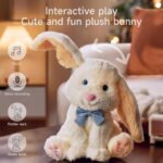 Bunny Stuffed Animal - Musical Stuffed Animal with Moving Ears, Features Singing, Recording, Repeating for Toddlers, Interactive Stuffed Bunny Plush Gift Toys for Boys and Girls - Image 2