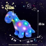LED Musical Stuffed Dinosaur Lighting Up Singing Diplodocus Soft Plush Toy with Long Neck Adjustable Volume Lullaby Animated Soothe Gifts for Kids Toddlers, Blue, 16'' - Image 2