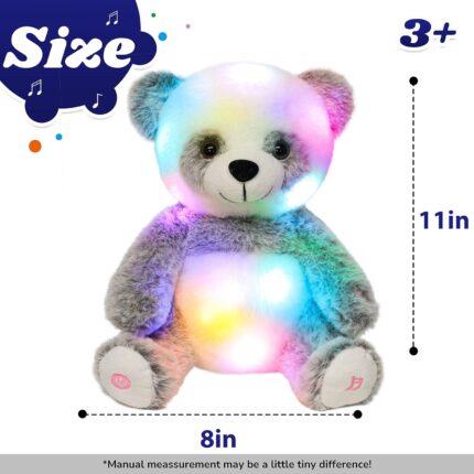 LED Musical Panda Light-up Stuffed Animal Singing Glowing Plush Adjustable Volume Lullaby Toy Gifts for Kids Toddler Girls Birthday Christmas Plushies, 13"
