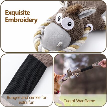 Large Dog Squeaky Toy - Stuffed Plush Toys for Chew, Tug of War with Crinkle Interior for Keeping Big Dogs Busy