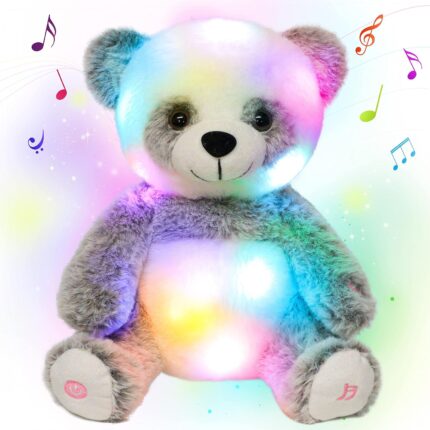 LED Musical Panda Light-up Stuffed Animal Singing Glowing Plush Adjustable Volume Lullaby Toy Gifts for Kids Toddler Girls Birthday Christmas Plushies, 13"