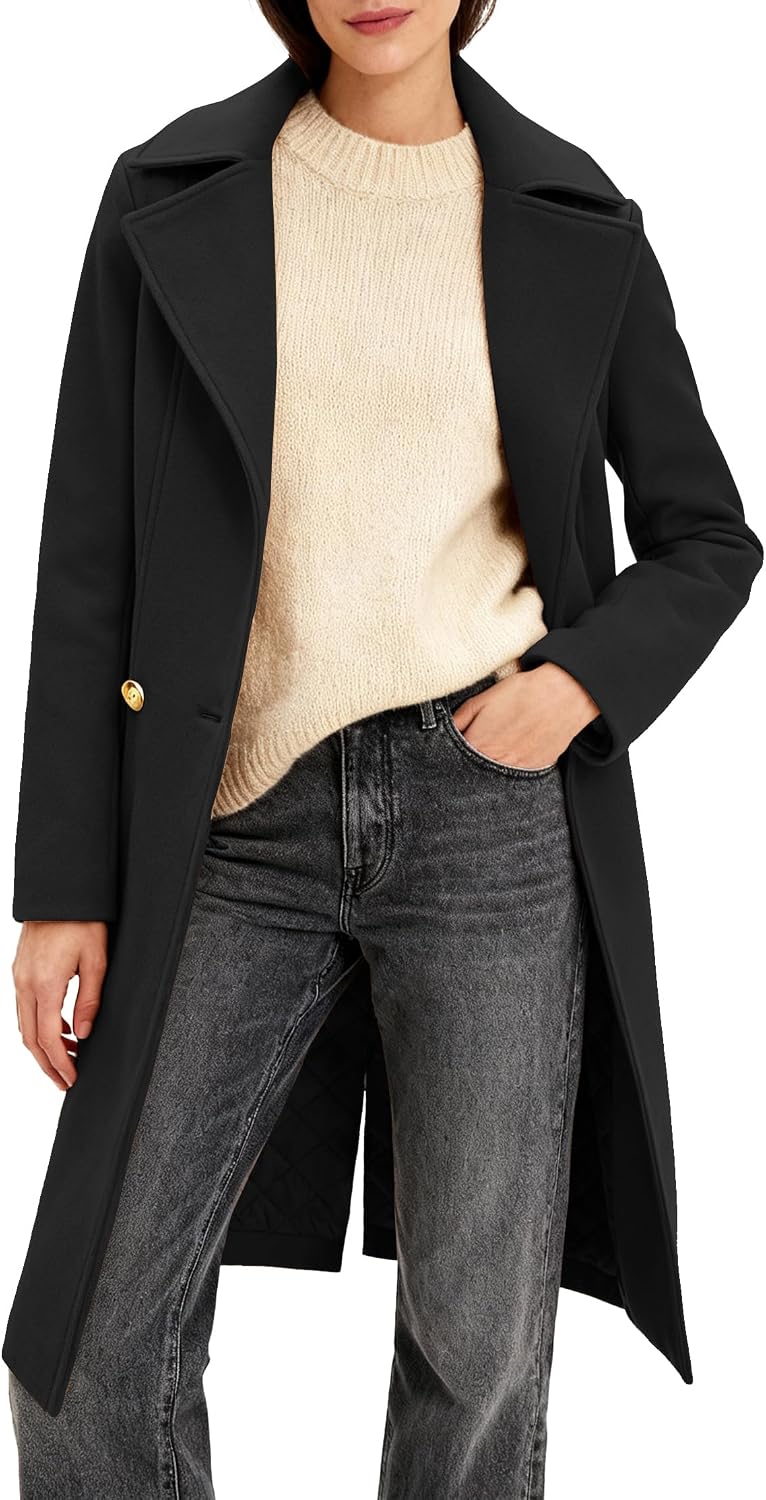 71Bz1QTstfL._AC_SL1500_.jpg Women's Long Notch Lapel Coat, Double-Breasted Peacoat, Casual Classic Fall Winter Overcoat - Image 1